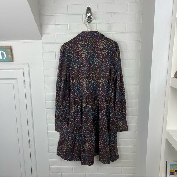 Summersalt The Countryside Poplin Tiered Shirtdress in Floral Prairie Chocolate - Picture 13 of 14